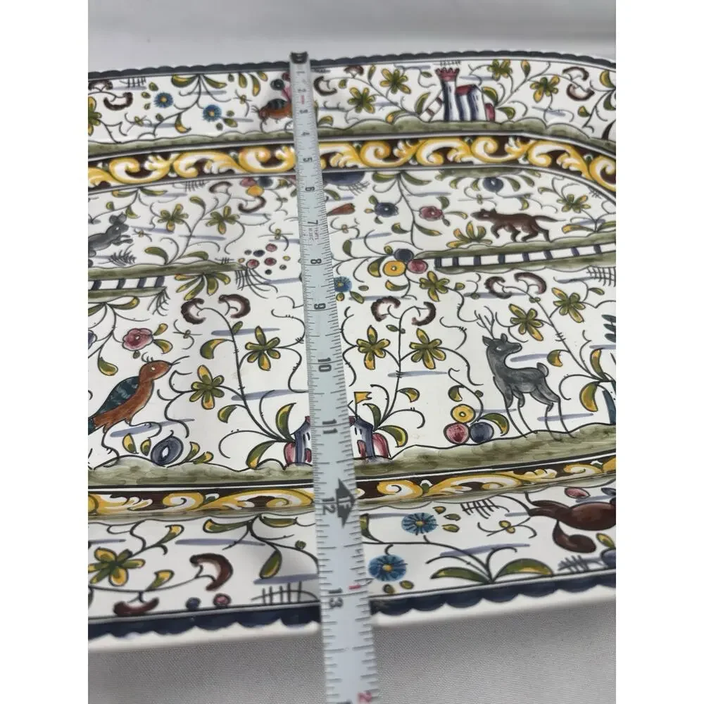 Williams Sonoma Nazari Portugal Hand Painted 19” Folk Art Serving Platter /